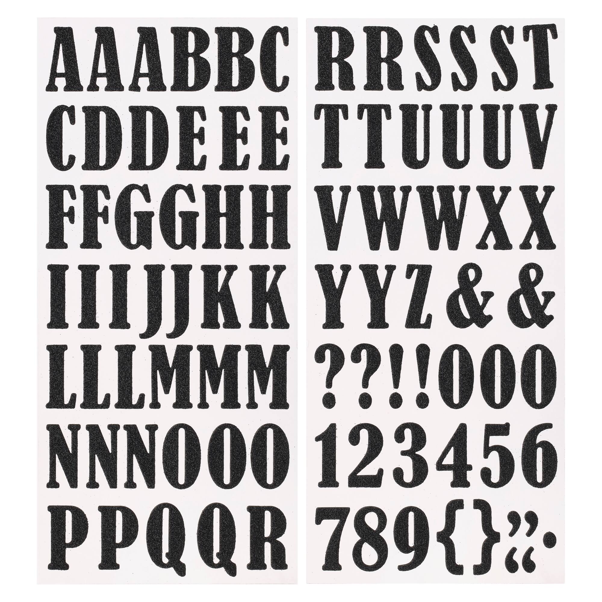 12 Packs: 91 ct. (1092 total) Glittered Black Foam Alphabet Stickers by Recollections™